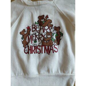 Spencer's Vintage Child's Sweatshirt Beary Merry Christmas Size 3 White USA Made